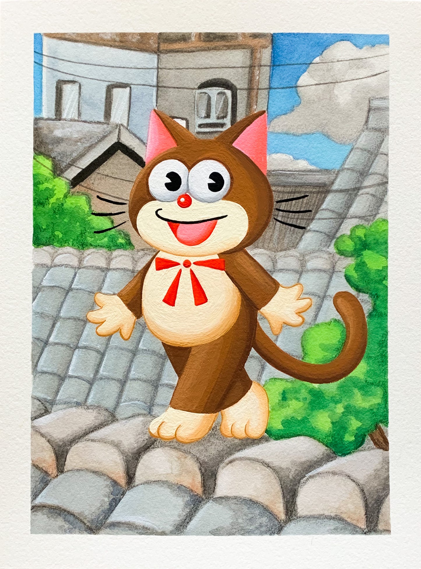Mini Original Painting: Brown Cat 6”x8”