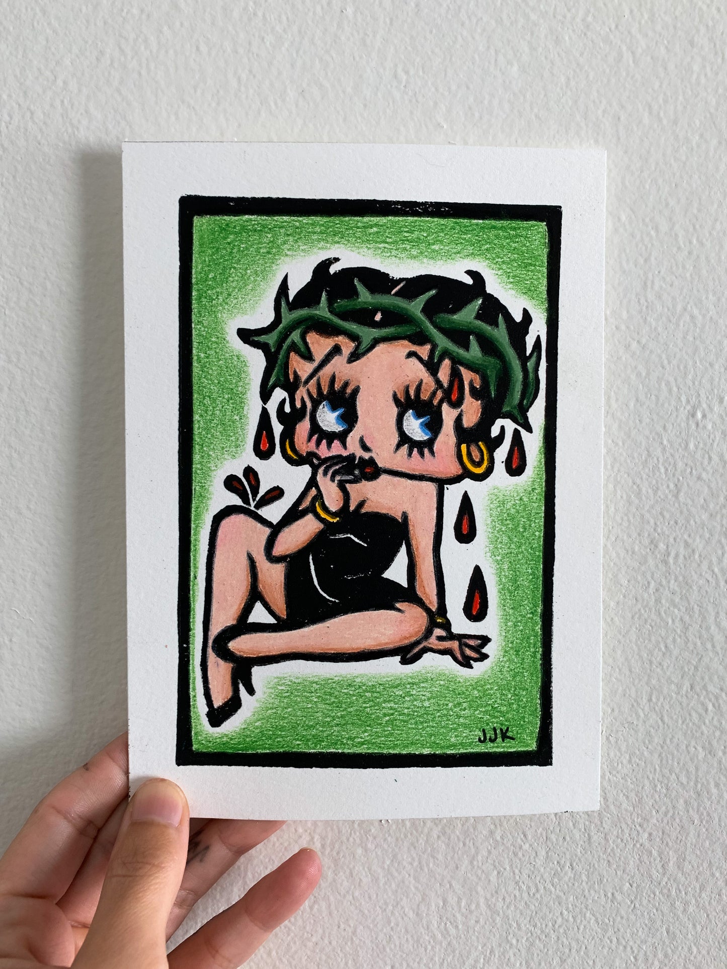 Relief Print w/ Color Pencil 5”x7” -Green