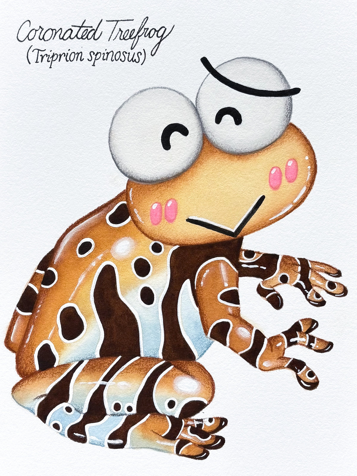 Original Mini Painting: Coronated Treefrog
