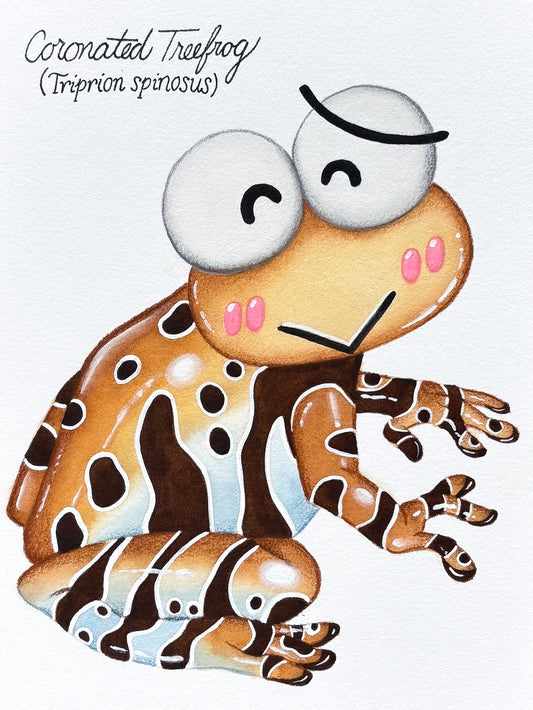 Original Mini Painting: Coronated Treefrog