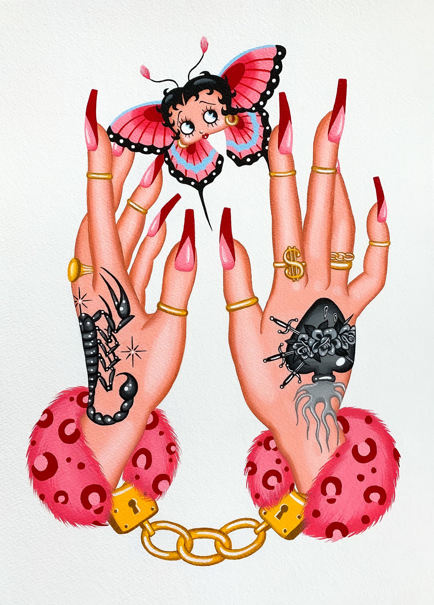 Giclee Print Fuzzy Cuffs 12”x16”