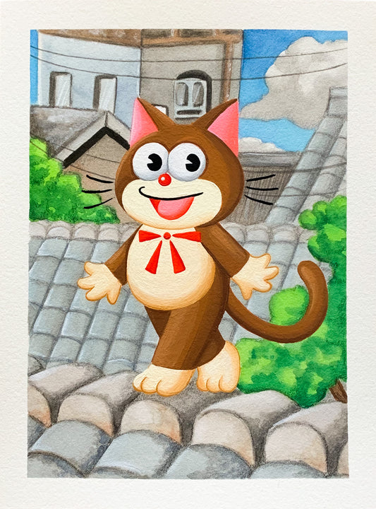 Mini Original Painting: Brown Cat 6”x8”