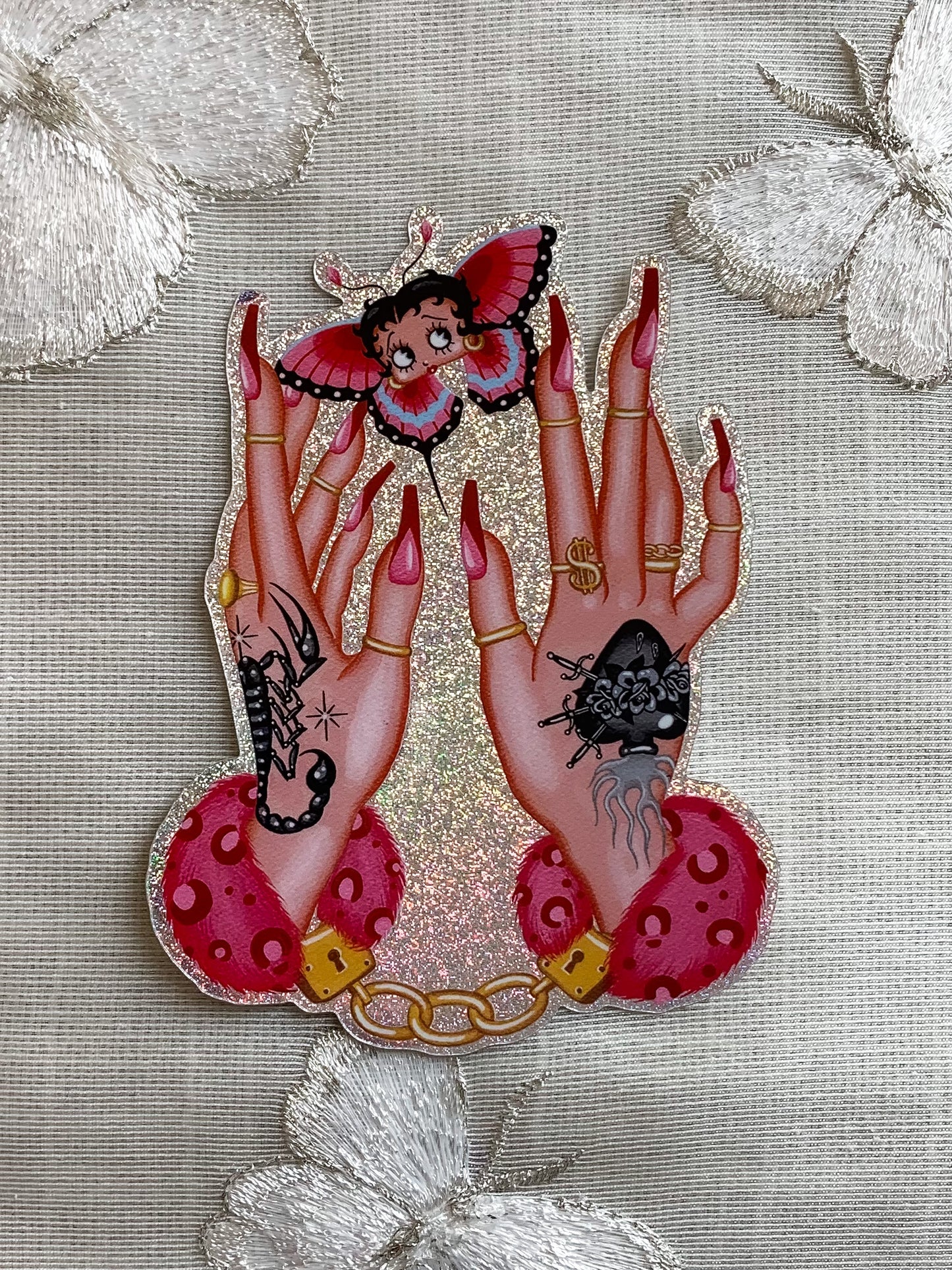 Glitter Fuzzy Cuffs Sticker