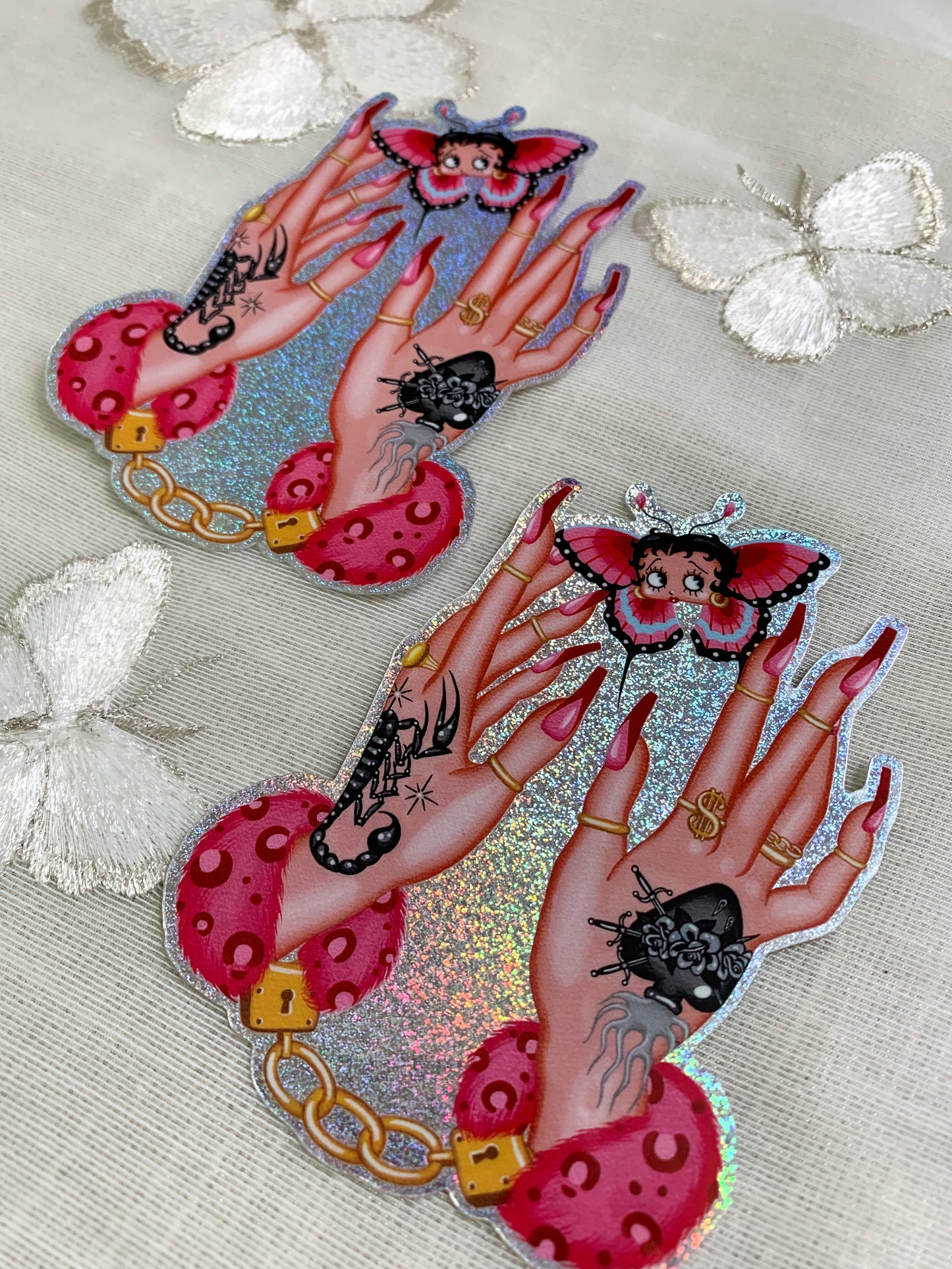 Glitter Fuzzy Cuffs Sticker