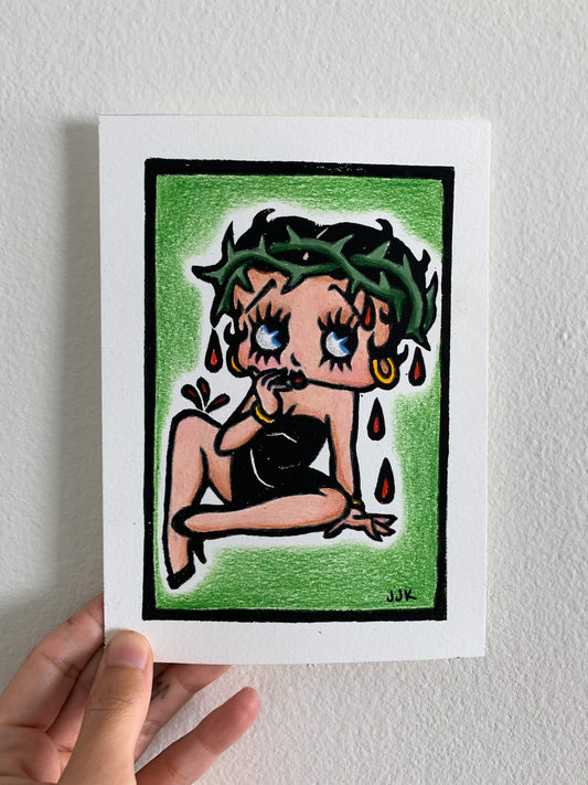 Relief Print w/ Color Pencil 5”x7” -Green