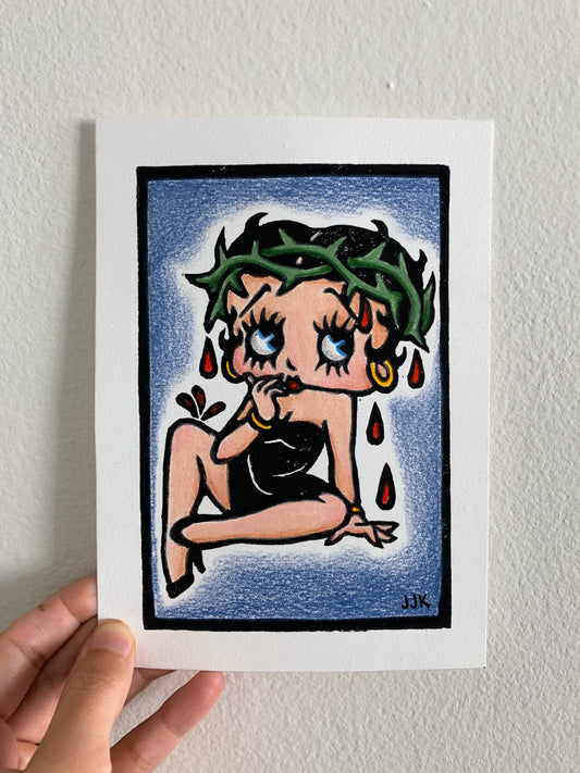 Relief Print w/ Color Pencil 5”x7” -Periwinkle