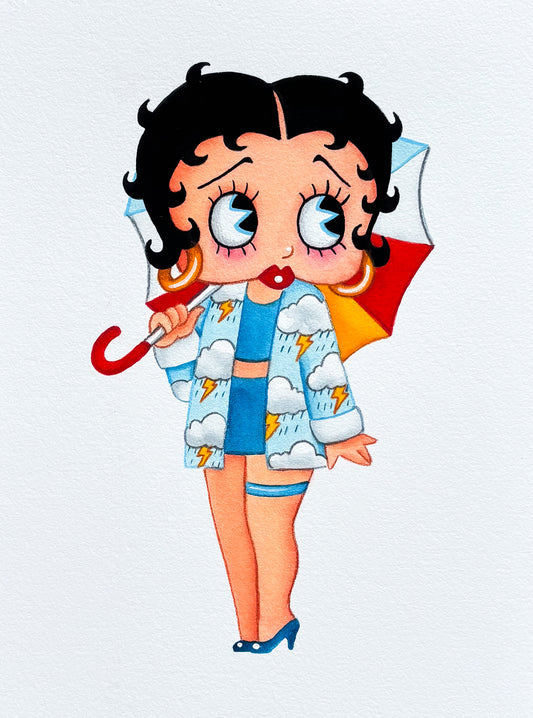 Original Mini Painting: Betty Umbrella 6”x8”