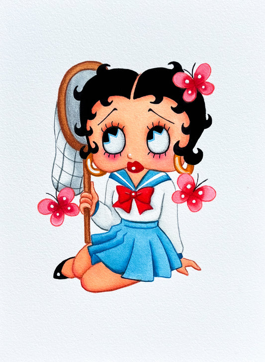 Original Mini Painting: Betty Butterfly Net 6”x8”